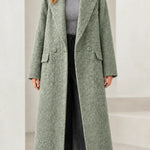 Women's Textured Bouclé Longline Lapel Overcoat