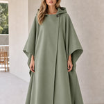 Women's Hooded Maxi Cape Coat Longline Asymmetric Wrap Cloak