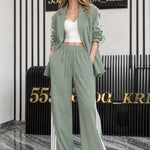 Women's 2-Piece Sporty Chic Blazer and Wide-Leg Track Pant Set