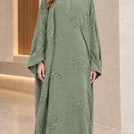 Collared Sequin Embellished Modest Abaya Maxi Dress