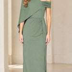Asymmetric One-Shoulder Drape Maxi Formal Gown with Side Slit