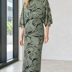 Elegant Mock Neck Sequin Floral Maxi Dress