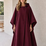 Women's Hooded Maxi Cape Coat Longline Asymmetric Wrap Cloak