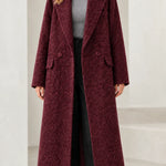 Women's Textured Bouclé Longline Lapel Overcoat