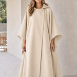 Women's Hooded Maxi Cape Coat Longline Asymmetric Wrap Cloak