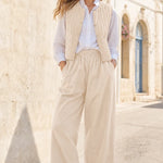 Women's Quilted Vest and Wide-Leg Pants Co-Ord Set