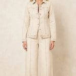 Women's Denim Jacket and Wide-Leg Pants Set