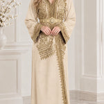 Embroidered Moroccan Kaftan Maxi Dress with Ornate Waist Belt