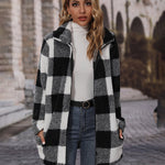 Zeagoo Buffalo Plaid Open Front Flannel Longline Coat