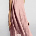 Zeagoo Women's Cotton Linen Dress Sleeveless Crew Neck Loose Baggy Dress