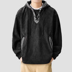 Retro Corduroy Color-blocked Hoodie Sweatshirt