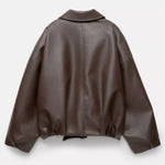 Solène - Oversized leather jacket with belt