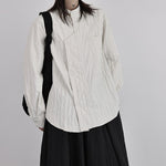 Loose Irregular Button Textured Shirt