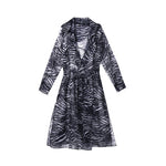 Women's Zebra-print Long-sleeve Sun Protection Chiffon Shirt with Drawstring
