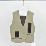 Retro Curved Placket Jacquard Sweater Vest