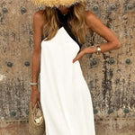Clara - Two-tone backless maxi dress