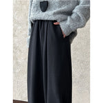 High-waisted Elasticated Casual Straight Trousers
