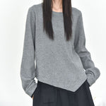 Women's Color-blocked Patchwork Faux Two-piece Pointed Hem Thin Sweater