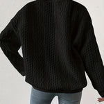 Zeagoo Cable Knit Drop Shoulder Sweatshirt