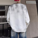 American Distressed Spray-painted Fur Collar Sweater