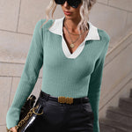Zeagoo Bell Sleeve Lapel Sweater