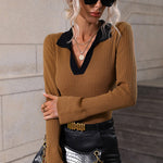 Zeagoo Bell Sleeve Lapel Sweater