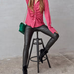Zeagoo Solid Color Long Sleeve Blouse Pleated Elegant Cardigan Shirt for Women Casual Work Office Loose Fit 2026 | Under