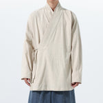 Loose Cotton Layered Cross Front Side Tie Shirt Hanfu