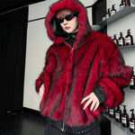 Winter Faux Fur Reversible Hooded Leather Coat