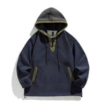Retro Corduroy Color-blocked Hoodie Sweatshirt