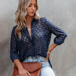 Zeagoo Long Sleeve Button Up Shirt Summer Sheer Tulle Top for Women Casual Loose Business Casual 2026 | Under