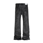 Glitter-coated Slim-fit Stacked Denim Flared Pants