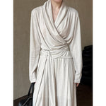 Irregular One-shoulder Waisted Pleated Top Wide-leg Pants Two-piece Set