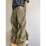Retro Frayed Pleated Straight-leg Cargo Pants