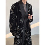 Silver Bamboo Embroidery Loose-fitting Long Taoist Robe