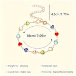 Bérénice™ | Gold Bracelet with Multicolored Hearts