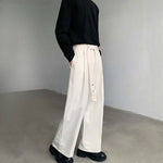 Belted Straight Casual Wool Wide-leg Trousers