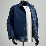 Fake Two-piece Plaid Patchwork Shirt
