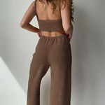 Zeagoo Brown Long-sleeved Trousers Three-piece Pajamas Set