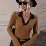 Zeagoo Bell Sleeve Lapel Sweater