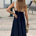 Clara - Two-tone backless maxi dress
