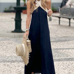 Clara - Two-tone backless maxi dress