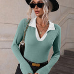 Zeagoo Bell Sleeve Lapel Sweater