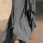 Aure | Minimalist Off-Shoulder Maxi Dress with Ruffled Hem and Flared Sleeves