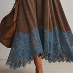 Colette | Long suede-effect dress with lace trim