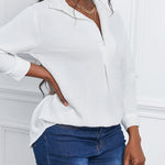 Zeagoo Half Sleeve V-Neck Shirts Loose Casual Chiffon Collared Tunic Work Blouse