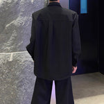 Lapel Loose Rhinestone Solid Color Shirt