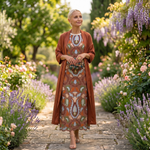 Danielle | Printed maxi dress and matching cardigan