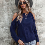 Zeagoo Cable Knit Cold Shoulder Sweaters