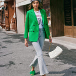 Zeagoo Button Down Collared Blazer Jacket Tops with Pockets